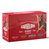 Супер премиум мултипак паучове различни вкусове  в  сос за котки Carnilove Gravy Pouch Multipack 12 × 85 гр